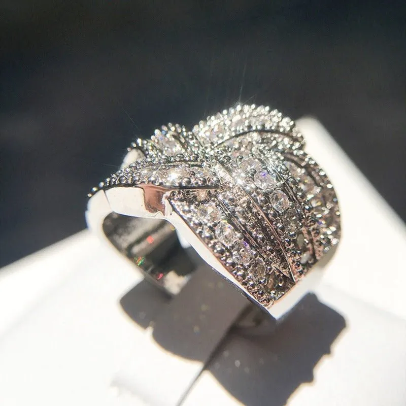 White Sapphire Gemstone Ring Women Wedding Engagement Jewelry