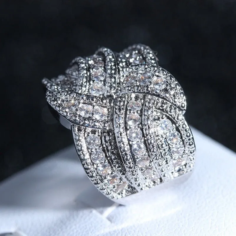 White Sapphire Gemstone Ring Women Wedding Engagement Jewelry