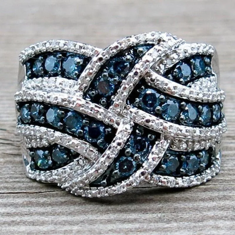 White Sapphire Gemstone Ring Women Wedding Engagement Jewelry