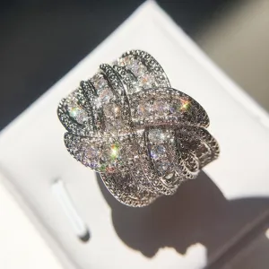 White Sapphire Gemstone Ring Women Wedding Engagement Jewelry