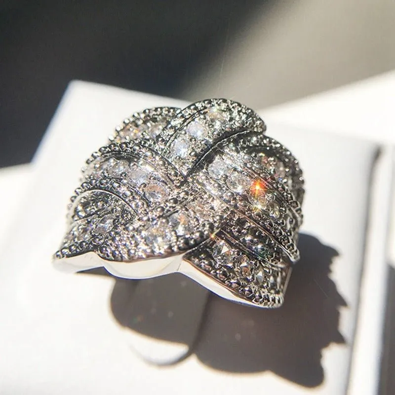 White Sapphire Gemstone Ring Women Wedding Engagement Jewelry