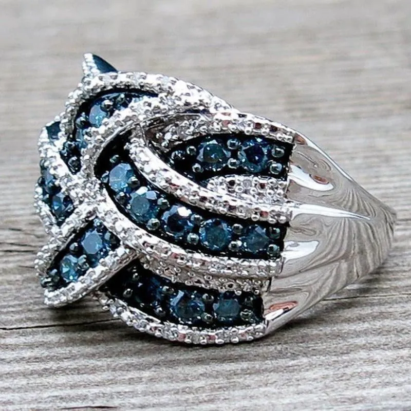 White Sapphire Gemstone Ring Women Wedding Engagement Jewelry