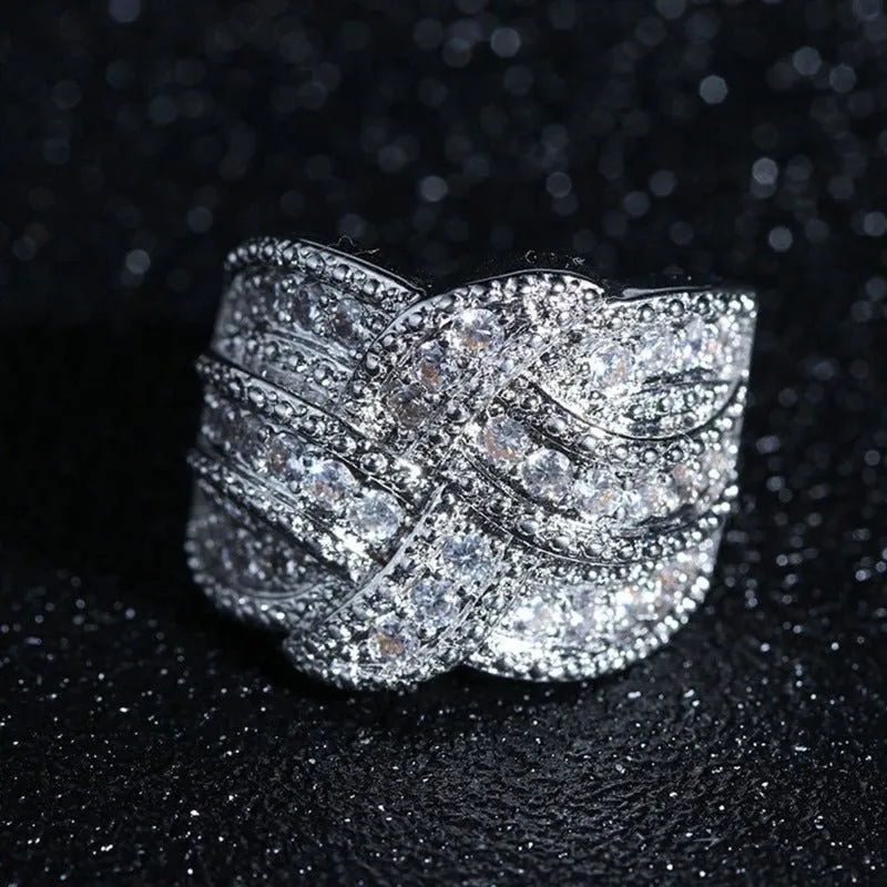 White Sapphire Gemstone Ring Women Wedding Engagement Jewelry
