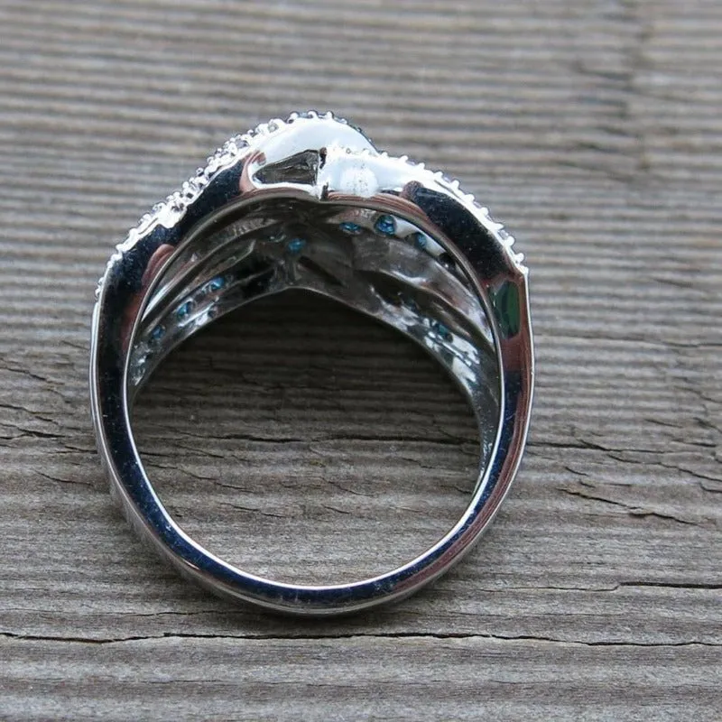 White Sapphire Gemstone Ring Women Wedding Engagement Jewelry