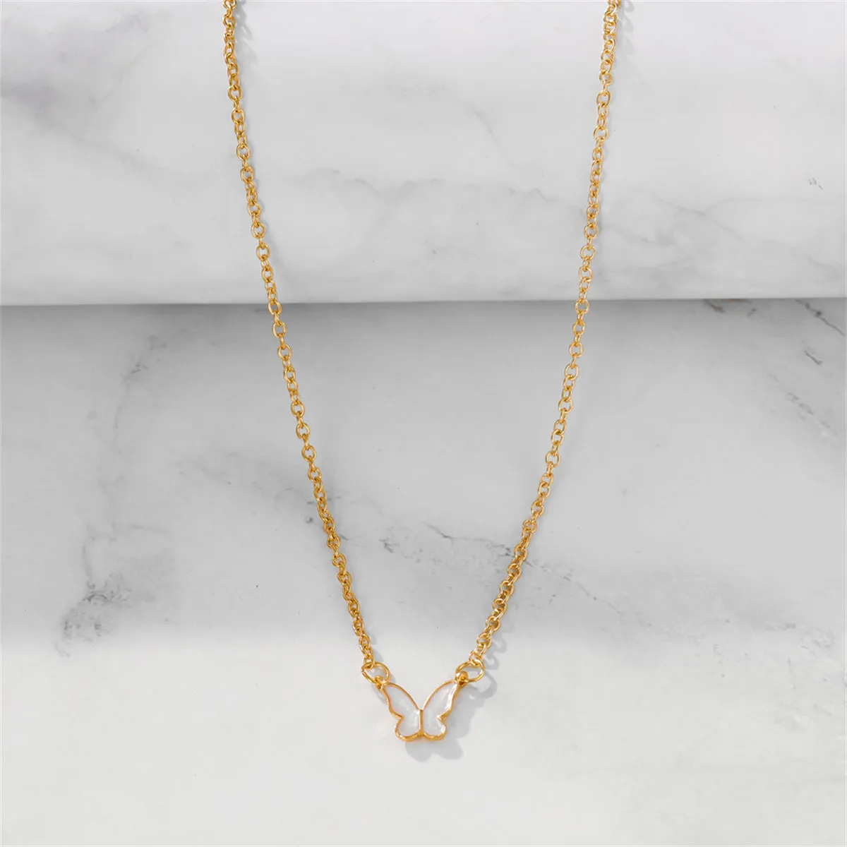 White Shell & 18K Gold-Plated Butterfly Pendant Necklace