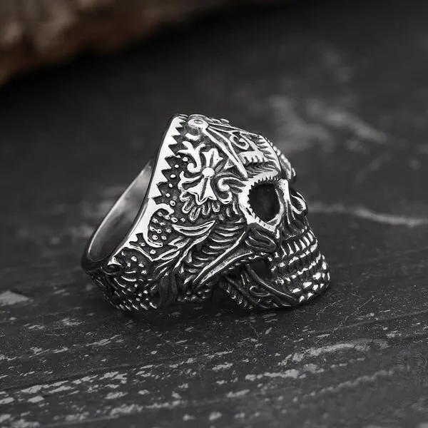 Widows Sons Ring - Gothic Skull Square and Compass G