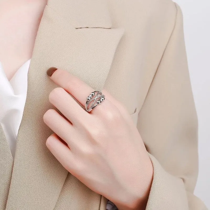 Womans Woven Rotation Ring - Adjustable