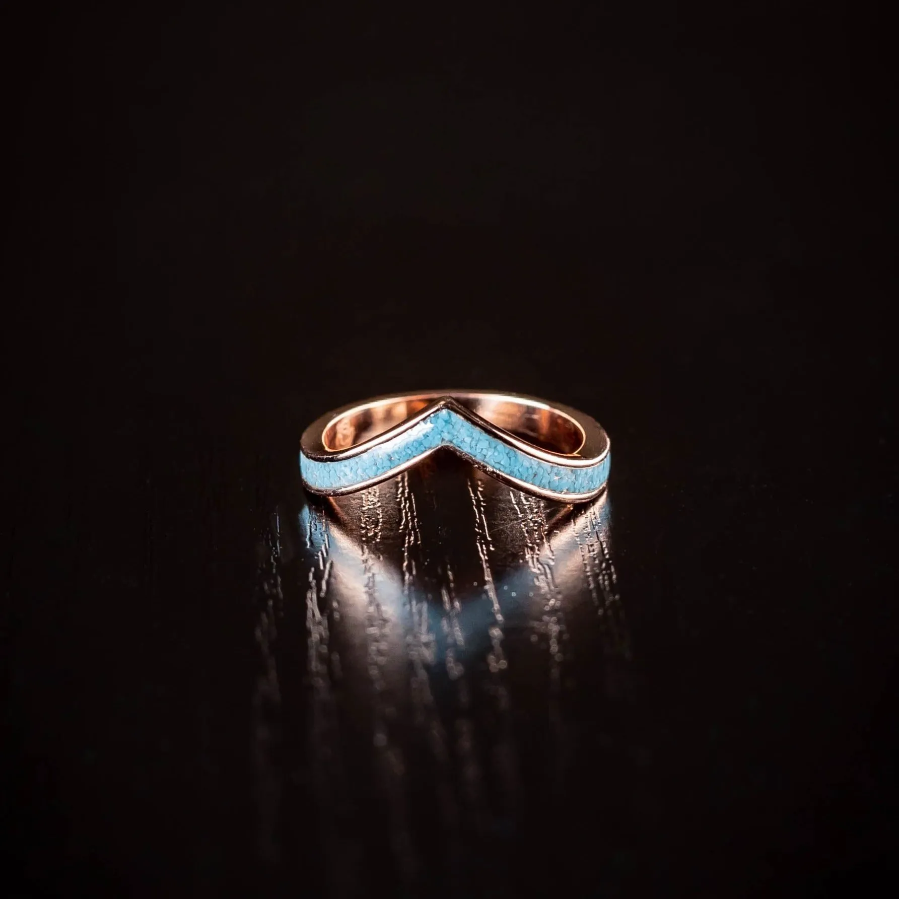 Wonder Woman - Rose gold Crushed Turquoise Womens Ring