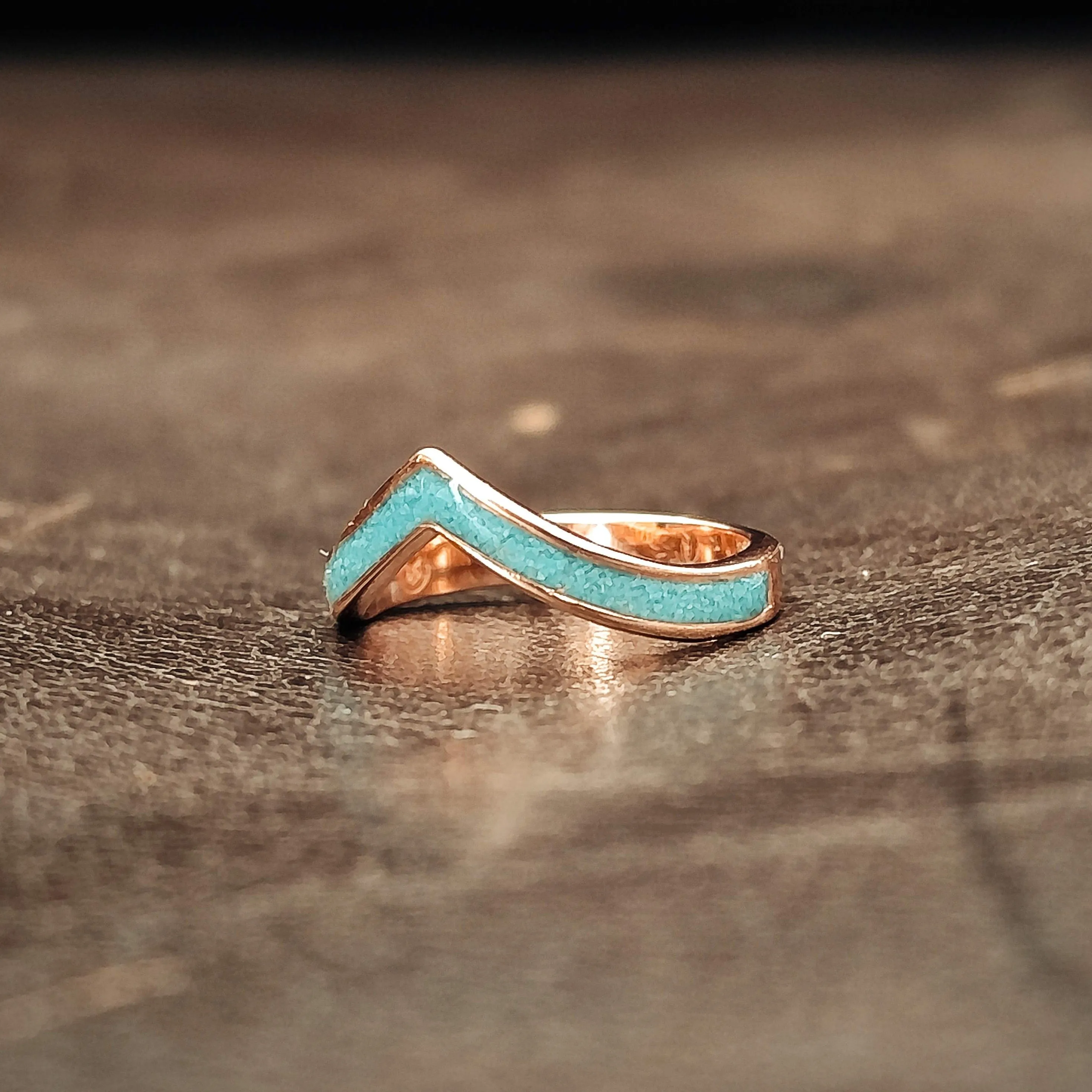 Wonder Woman - Rose gold Crushed Turquoise Womens Ring