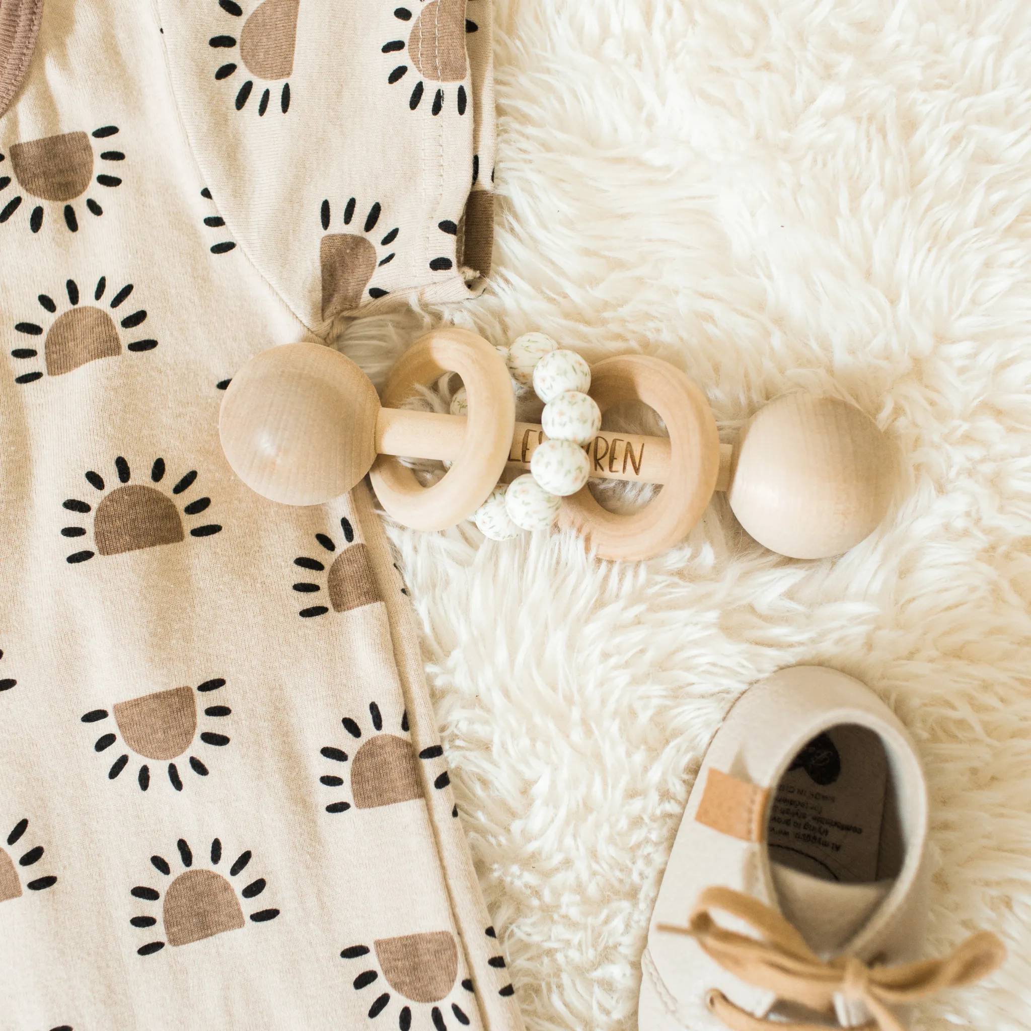 Wood Rattle Toy with Silicone Ring | Bead Sprout