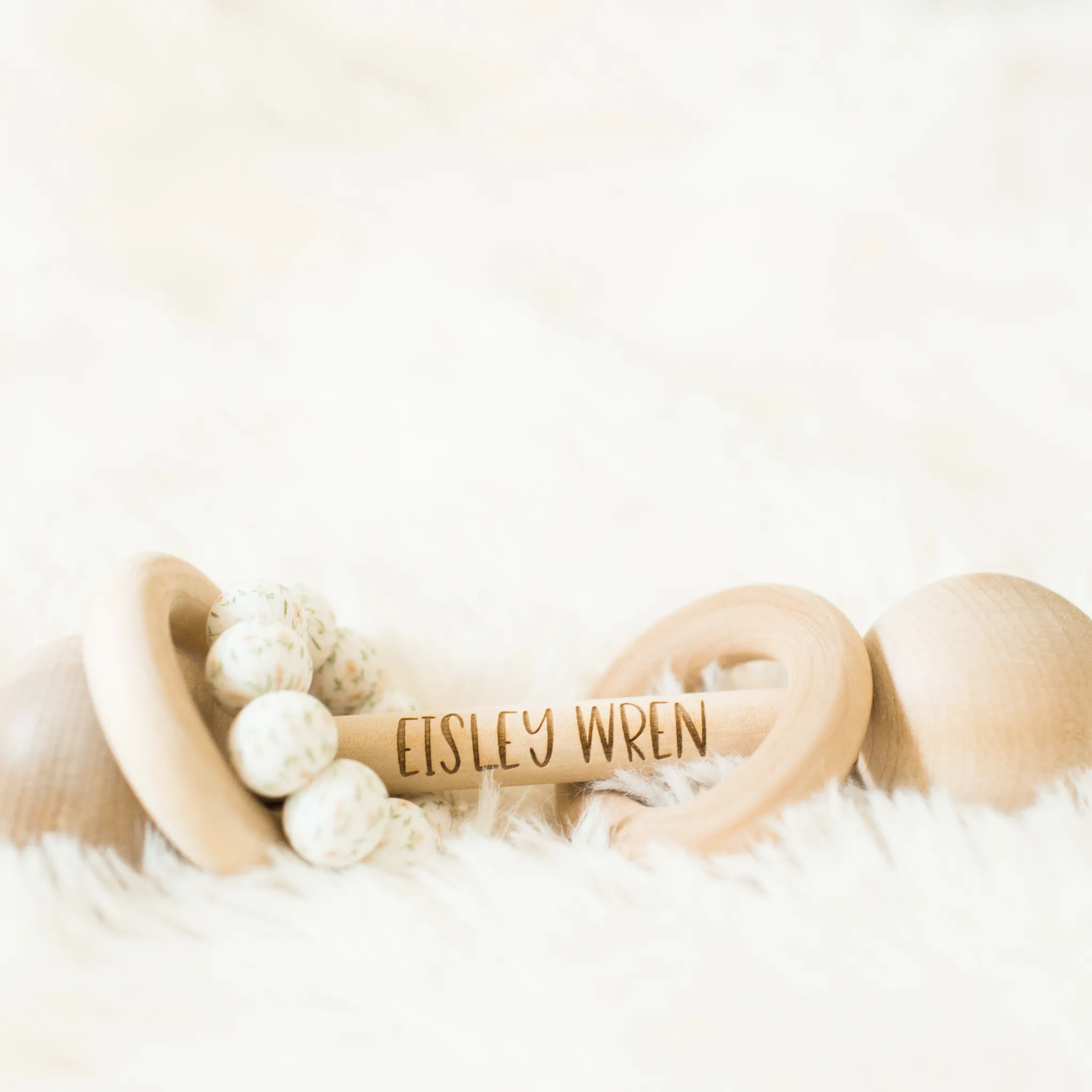 Wood Rattle Toy with Silicone Ring | Bead Sprout