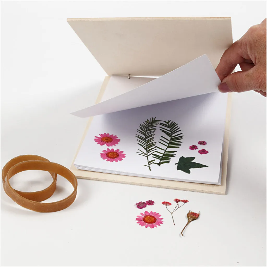 Wooden Flower Press With Metal Rings Decoration Crafts 21x14.8x1 cm