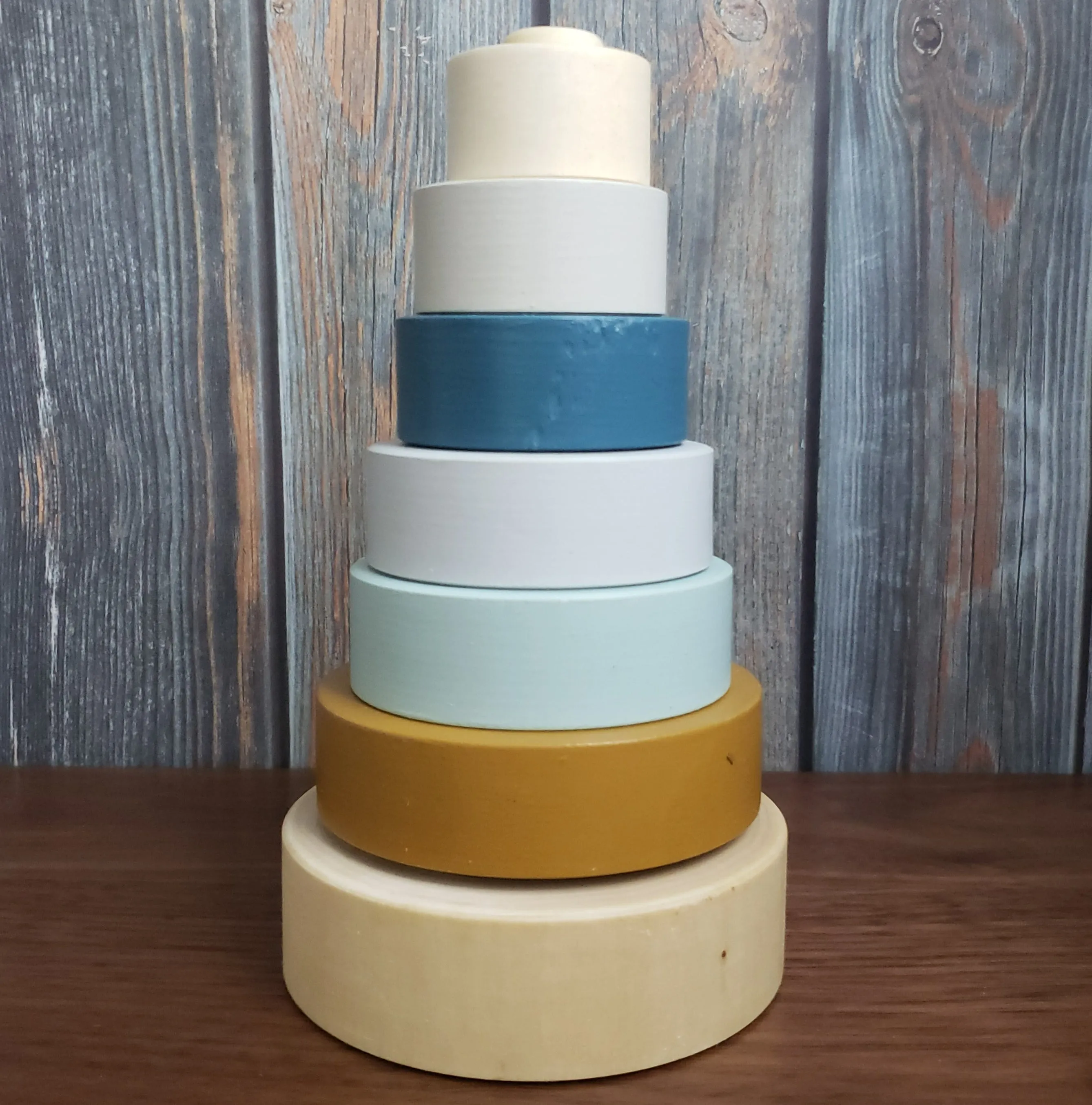 Wooden Handpainted Ring Stacker - Gold