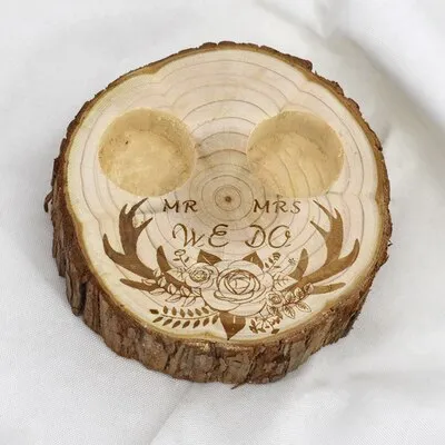Wooden Rings Box Custom Name Date Your Picture