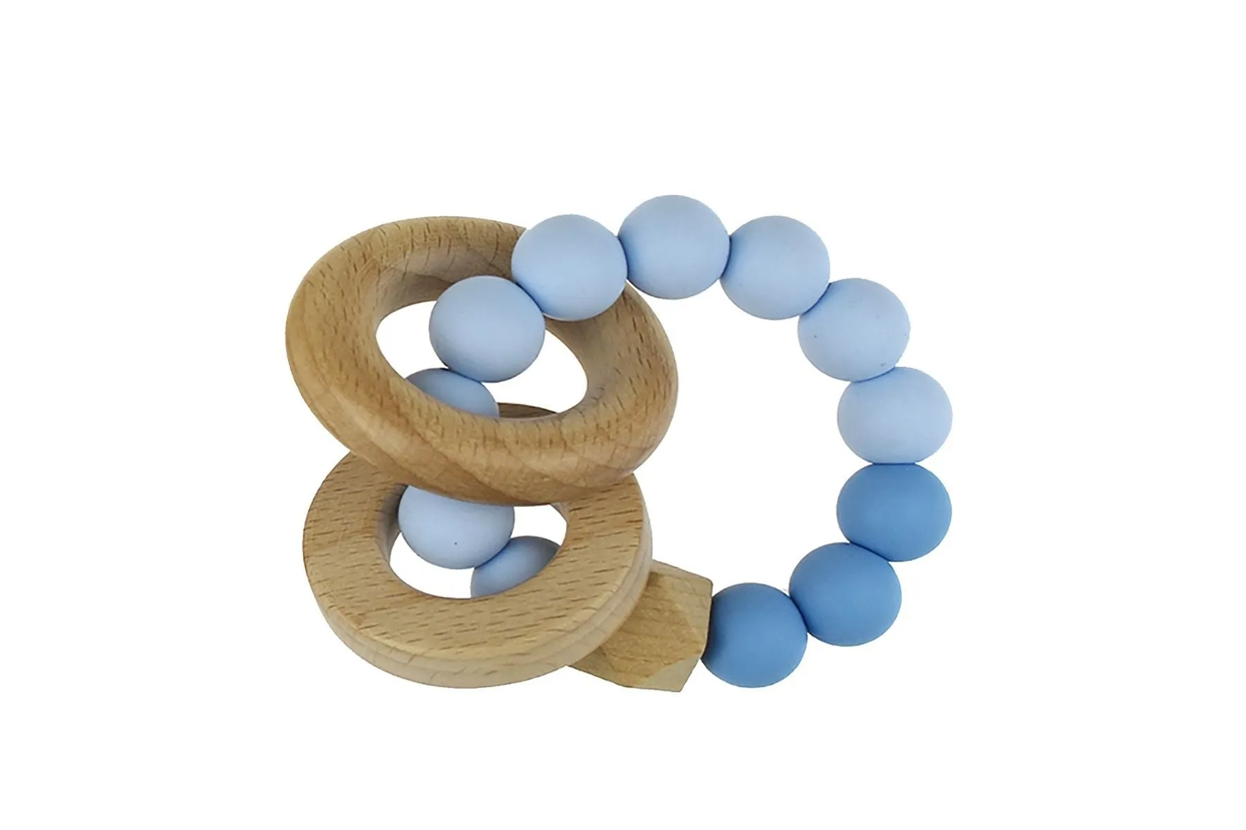 Wooden Silicone Teether - Blue
