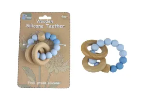 Wooden Silicone Teether - Blue