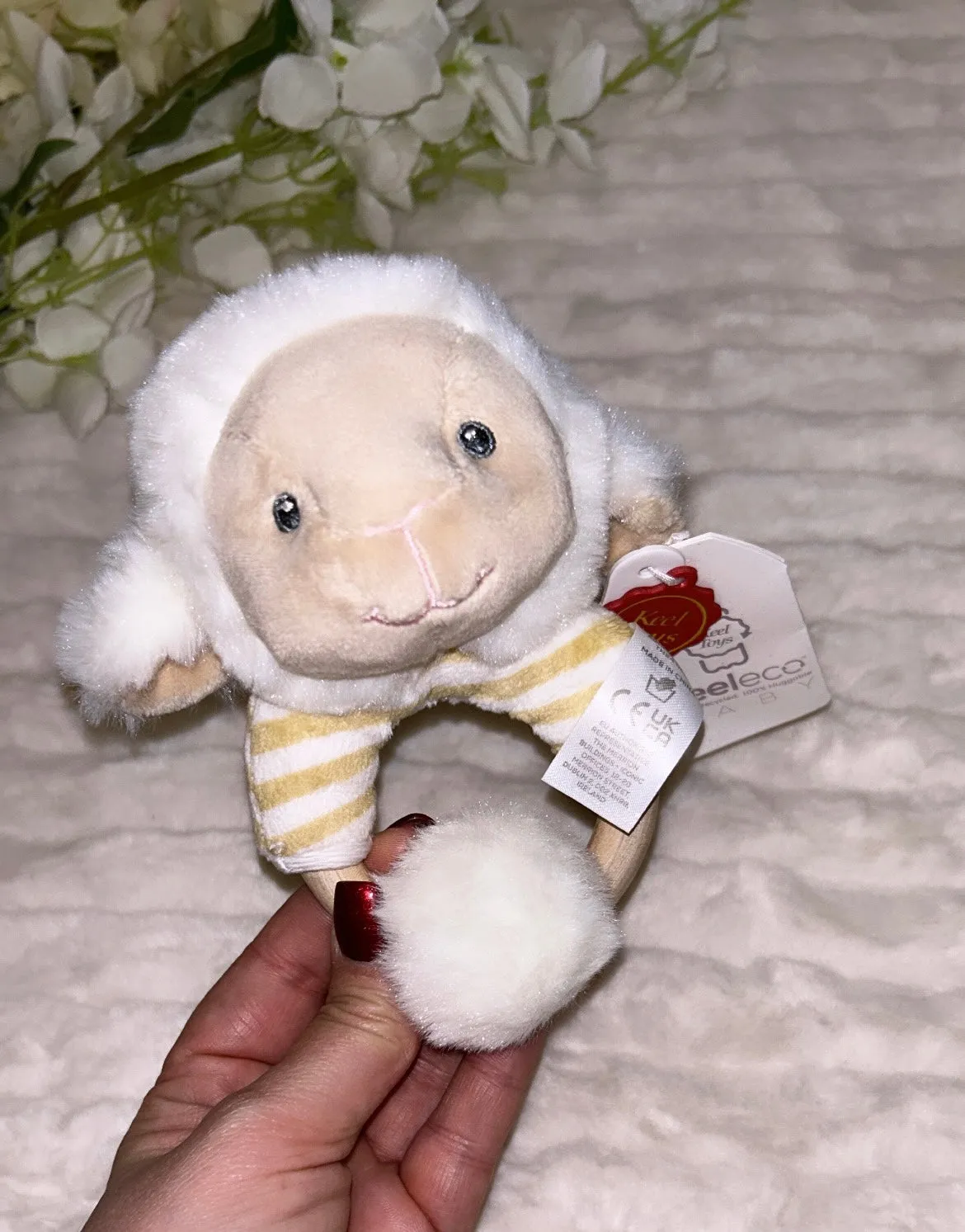 Wooden teether rattle wooden ring