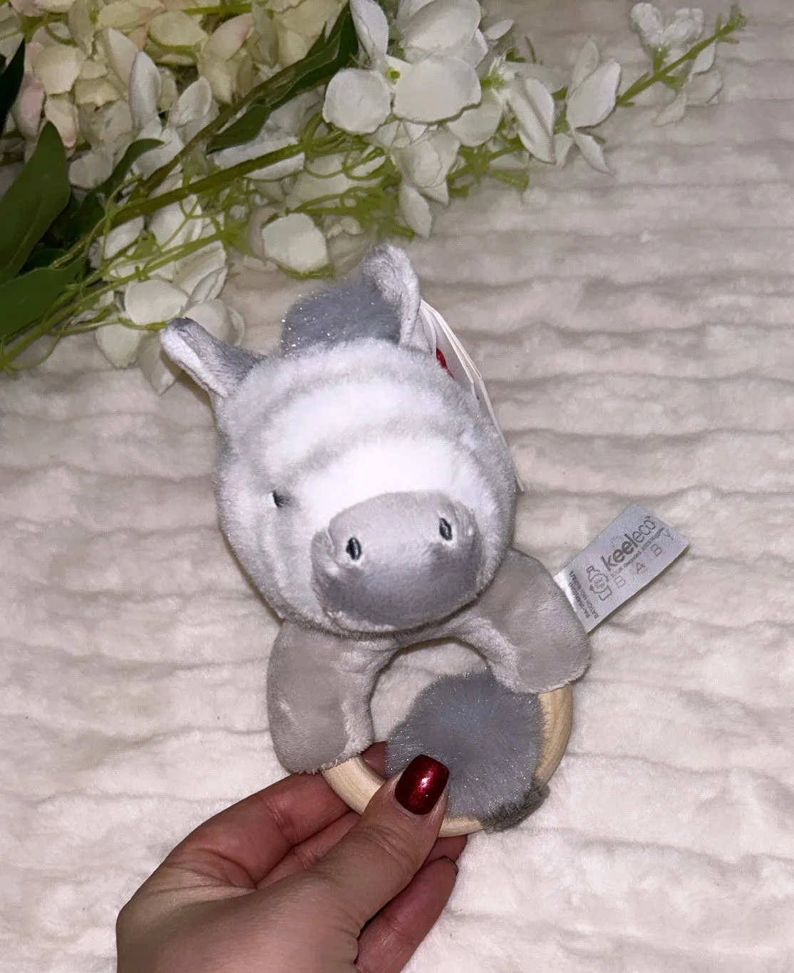 Wooden teether rattle wooden ring