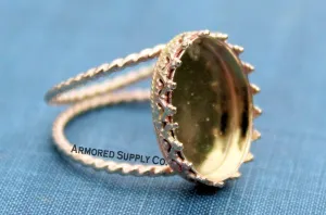 Yellow Gold Filled 14x10mm Oval Crown Double Rope Band Ring blank